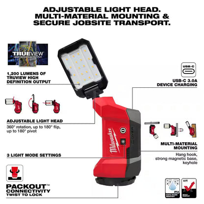 M12 ROVER Multi-Directional Flood Light W/ PACKOUT Compatibility (Tool-Only)
