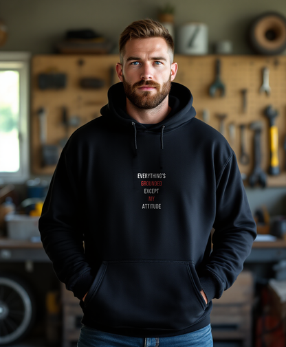 Everything's Grounded Except My Attitude — worn by a model (Tool Army) — Black