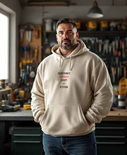 Everything's Grounded Except My Attitude — worn by a model (Tool Army) — Sand