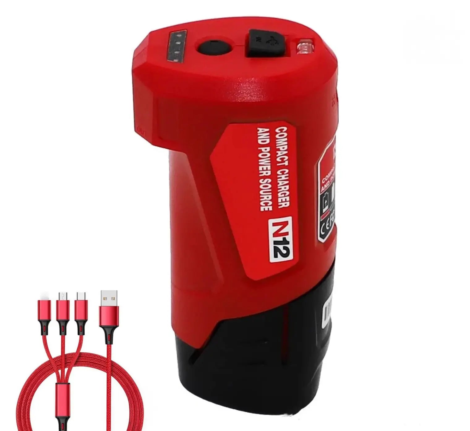 Milwaukee M12 TC-0 Travel Charger – USB Charger For Smartphone – Red